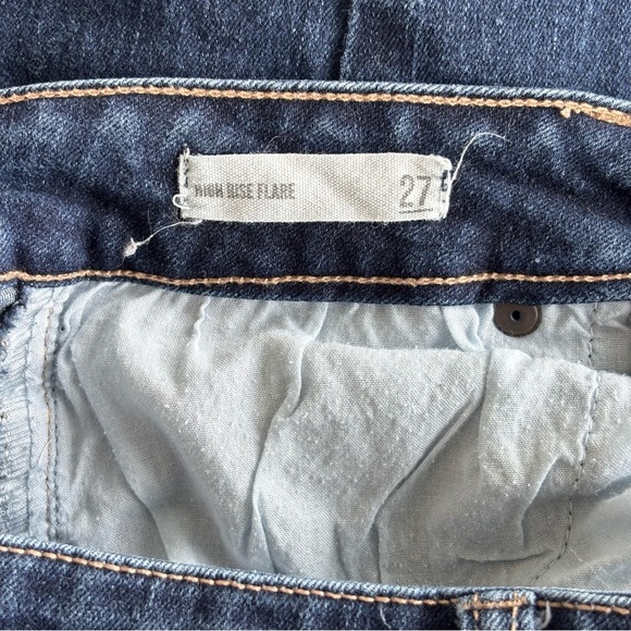 Harper Heritage High Rise Flare Mid Dark Wash Buttoned Denim Jeans EUC Size 27 - Picture 11 of 13